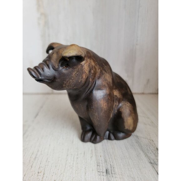 Vintage brown Pig farm animal unique figure home decor xmas - Picture 2 of 7